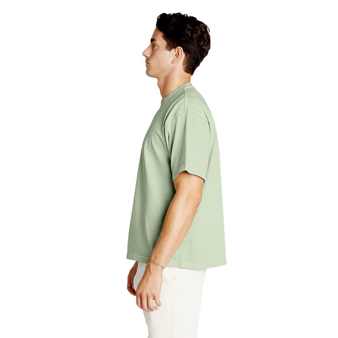 heavyweight pigment tee olive model men side